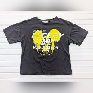 Zara Black Short-Sleeve Tee with Yellow Mickey Graphic